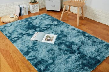 Килим для вітальні, дитячої, спальні 200x300 см, темно-синій, миючий, з антиковзанням, високий ворс