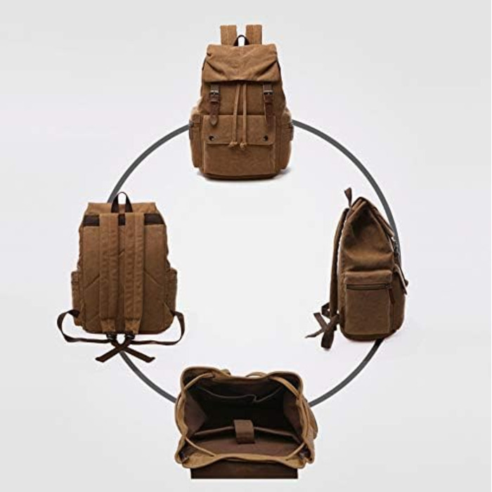 Canvas Backpack Vintage for Laptop Daypack Hiking Travel Large Capacity Bag Unisex