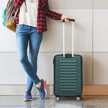 Набір валіз TRVLMORE 3 в 1: жорсткий корпус, ручна поклажа 55x40x20 см, сірий та темно-зелений