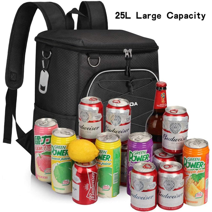 Рюкзак-холодильник PENGDA 25L: ізольований, водонепроникний, для пікніків, кемпінгу, пляжу - чорний