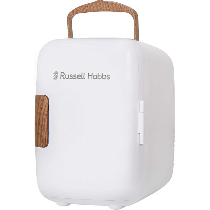 Russell Hobbs Mini Portable Cooler & Warmer - Drink, Beauty & Skincare - AC/DC - Scandi Style White & Wood Effect