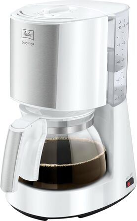 Кавоварка Melitta Enjoy Top з функцією Tropfstopp, 10 чашок, білий колір, скляна колба, для однієї порції