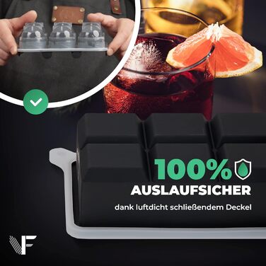 Neighbour's Friend Patented Ice Sphere Mold with XXL Ice Cube Mold - Large Round Silicone Ice Cube Mold for Cocktails, Whisky & Long Drinks - 6x Ice Cubes & 6x Ice Spheres, Dishwasher Safe