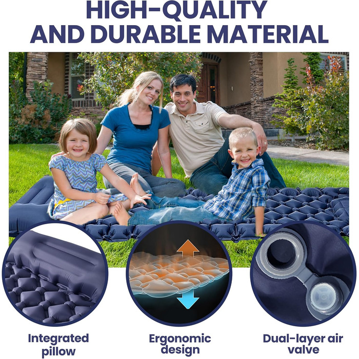 Саморозгортальний килимок Isomatte 8 см, Ultraleicht з подушкою та насосом для ніг, 198 x 68 см, портативний, компактний, для кемпінгу, подорожей, піших прогулянок