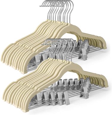 Бархатні вішалки для спідниць HOUSE DAY, 24 шт., з кліпсами, ультратонкі, неслизькі, економія місця, бежевий колір