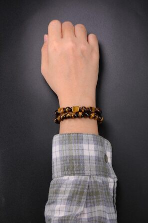 Чоловічий браслет з перлами та мінералами (Тігрове око, Гематит, Ахат) - набір 2 шт.