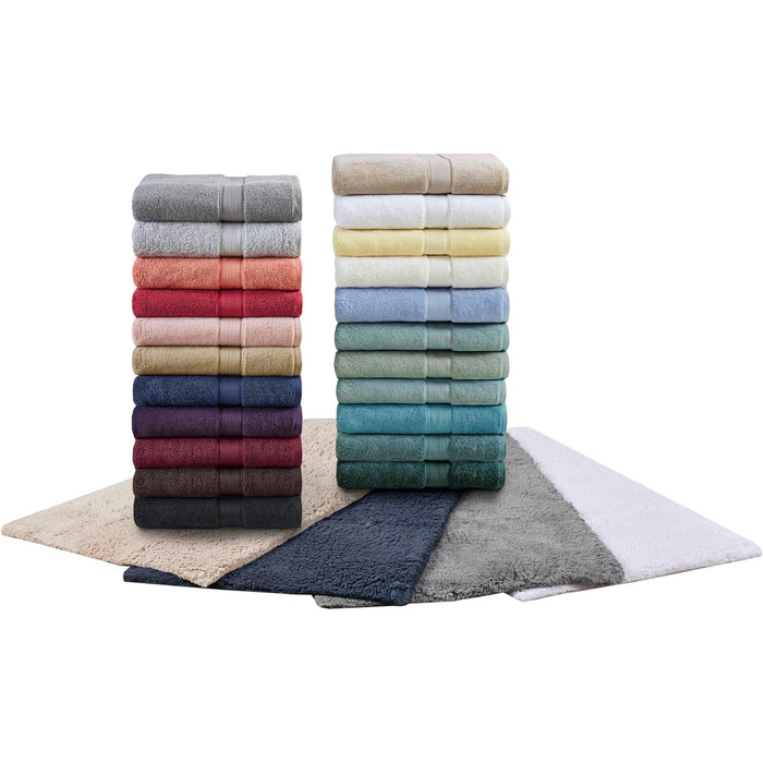 Madison Park GSM 100% Cotton Piece Luxury Absorbent Hotel Bath Towel Set, 800 g/m², 100% Cotton, Blush, Assorted Sizes
