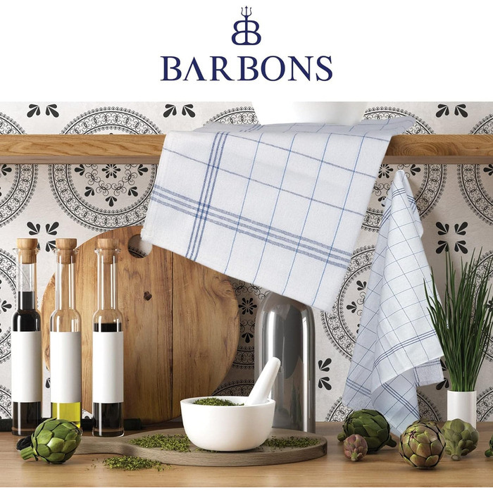BARBONS 40-Piece Dish Towel Set, Cotton, 50x70 cm – Extremely Absorbent, Oeko-TEX Certified, Drying Towels for the Kitchen, Kitchen Hand Towels, Dishcloths, Dish Towels, Washable up to 60°C, Blue