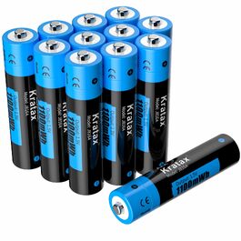 Літієві акумулятори Kratax AAA 1.5V 1100mWh (733mAh), перезарядні батарейки високої ємності з LCD-зарядним пристроєм, 8 шт