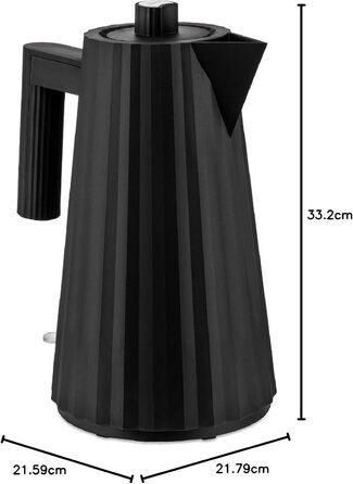 Alessi Plissé MDL06 B Kettle, 1.7l, Thermoplastic Resin, Black, 2400W, European Plug Single