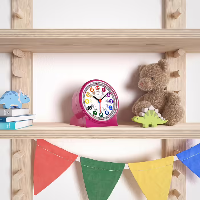 Cander Berlin MNU 1009 M Children's Alarm Clock, Silent/Soundless Alarm, Pink/Rose, Learning Clock, Children's Watch, Light, Snooze, Table Clock, Lighting, Quiet, Snooze Function