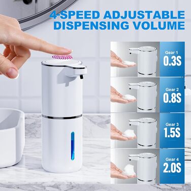 Automatic Soap Dispenser, Wall-Mounted Touchless 380ml Electric Soap Dispenser with Sensor, USB Rechargeable Foam Soap Dispenser for Bathroom, Kitchen, Office
