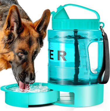 Поїлка для собак Lesotc 2200 мл, велика, для подорожей та кемпінгу (м'ятний)