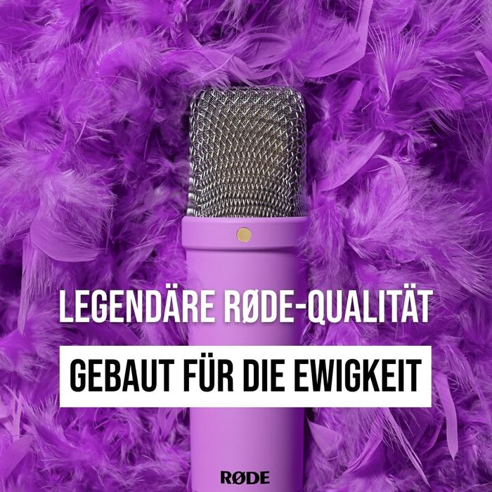 Мікрофон RØDE NT1 Signature Series Violett: конденсаторний, з поп-фільтром та XLR-кабелем для запису вокалу, музики, стрімінгу та подкастів