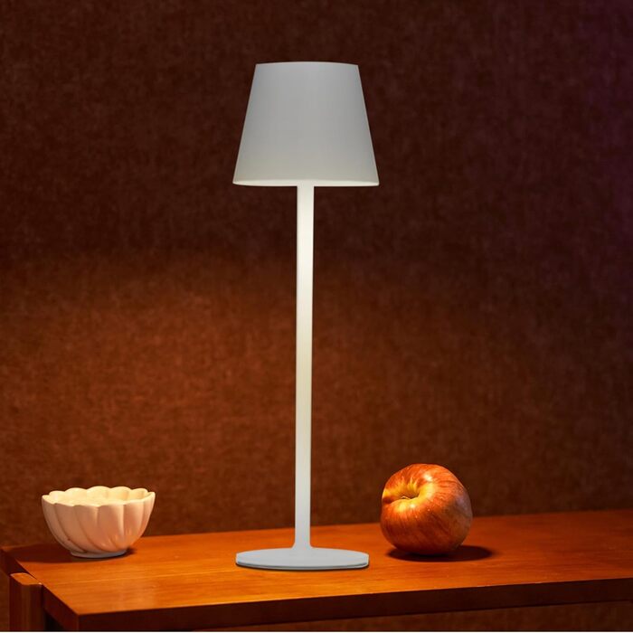 Настільна LED лампа DEELUX акумуляторна, димована, бездротова, з USB-C, 3 режими кольору (2700K/3600K/5000K), водонепроникна IP44, бежева