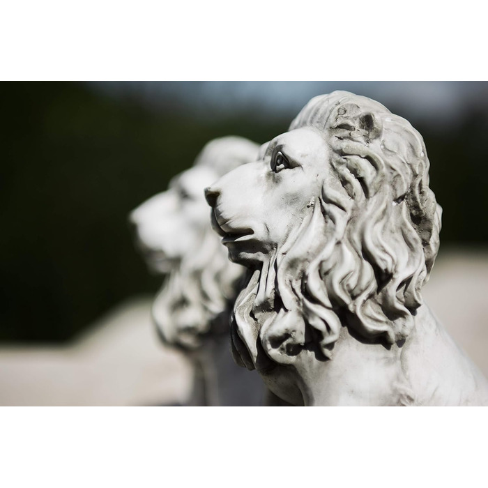 HomeZone 2 Piece Stone Effect Resin Lion Animal Garden Decorations Handmade Sculptures Lawn Statues Antique Decor Wildlife Sculptures