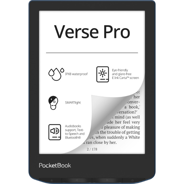 Електронна книга PocketBook Verse Pro 16 ГБ, 6 дюймів, чорна