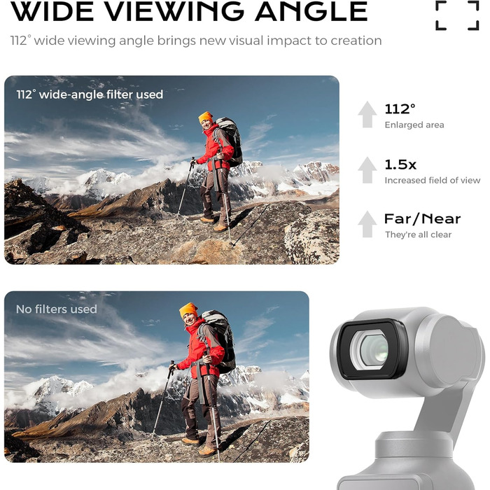 Набір фільтрів для DJI Osmo Pocket 3/4: Ширококутний об'єктив, CPL, Black Diffusion 1/4, ND4-128 (2-7 стопів)