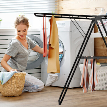 Relaxdays Folding Clothes Rack with Wings