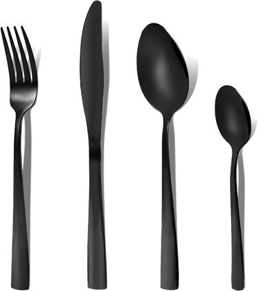 Otto Koning Cutlery Set, 32-Piece - Black Cutlery Set made of High-Quality Stainless Steel, Modern Cutlery Sets for 8 People, Dishwasher-Safe, Mirror-Polished, Durable, Elegant Design