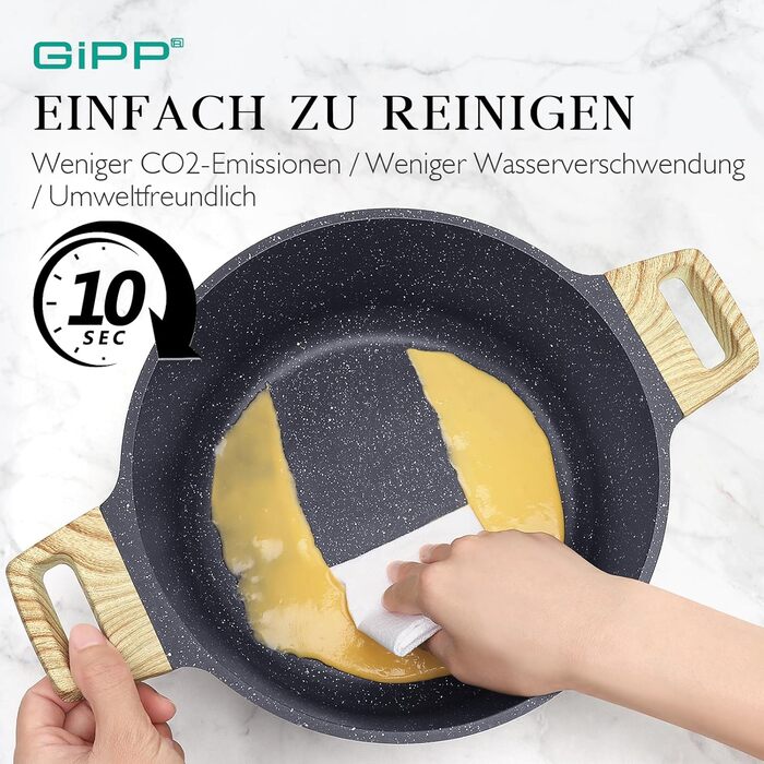 Набір посуду GiPP Keramik Antihaft: 22 частини (сірий) - посуд з керамічним покриттям, без PFAS, PFOA, PTFE, PFOS