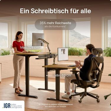 Регульований стіл Desktronic HomePro 160x80 см – електричний з USB-портами, чорний + масив дуба