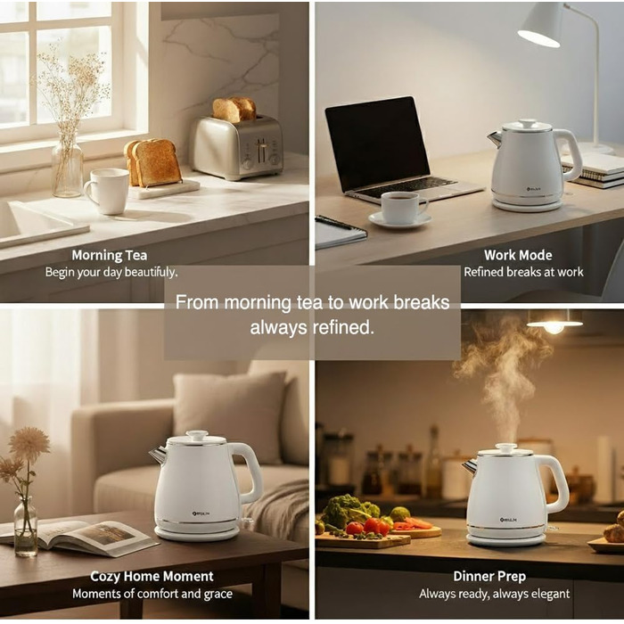 Електричний чайник MULIN Retro, 1.8 л, 2200 Вт, з поворотним підставою 360°, швидке кип'ятіння, автоматичне вимкнення (Блакитний)