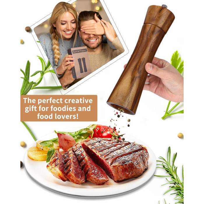 Набір з 2 мельниць для солі та перцю Peugeot з керамічним жорном, 21.5 см, масивне дерево