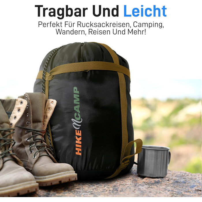 Спальний мішок SereneLife для туризму та кемпінгу – легкий, теплий, водонепроникний, для зимових умов, температурний режим -15°C до +12°C, камуфляж