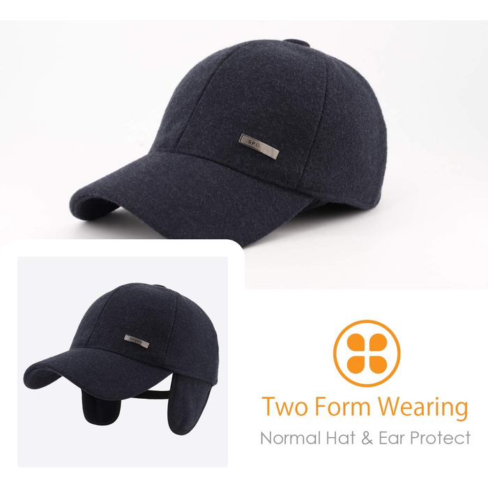 Зимова шапка-кепка Gisdanchz 22-23 з відворотом для вух та металевою застібкою (SW, Marine)