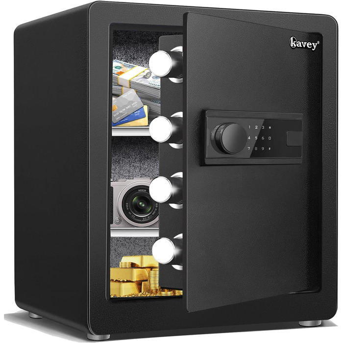 Сейф Kavey Safe Tresor 50L з цифровим замком, подвійним сигналом тривоги та LED-підсвіткою