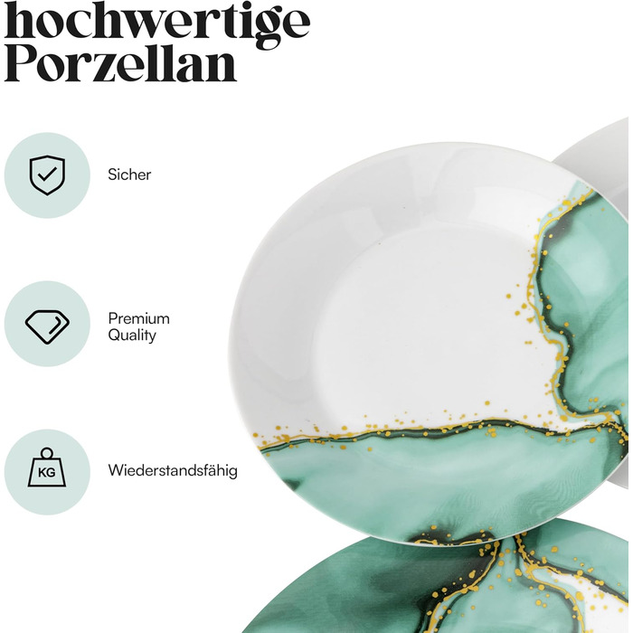 Сервіз Baroni Home на 6 осіб: 18 предметів з порцеляни, стиль мармур