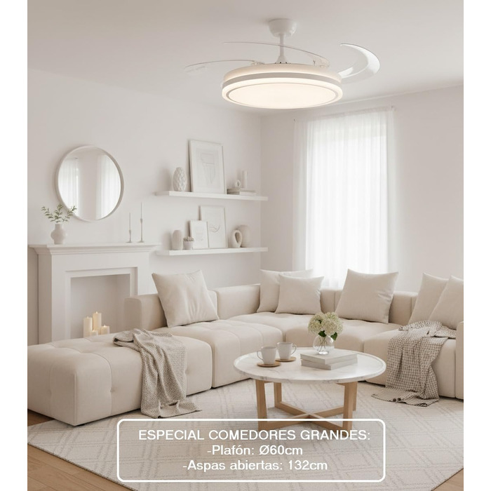 Вентилятор стельовий BEL AIR HOME Asgard 108 см з LED підсвіткою, пультом, DC мотор, білий