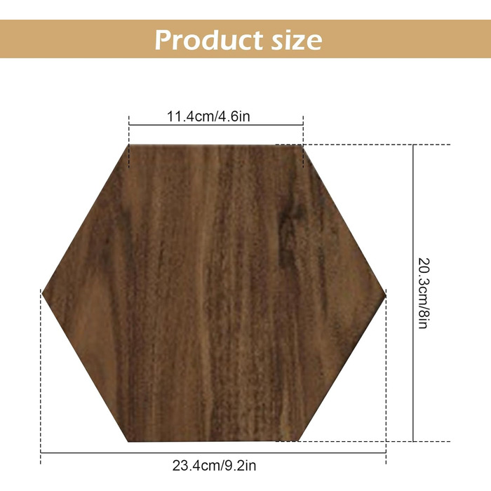 Набір гексагональних акустичних панелей MENAYODA (12 шт), самоклейні звукопоглинаючі плити високої щільності для стін, стелі та дверей, коричневі