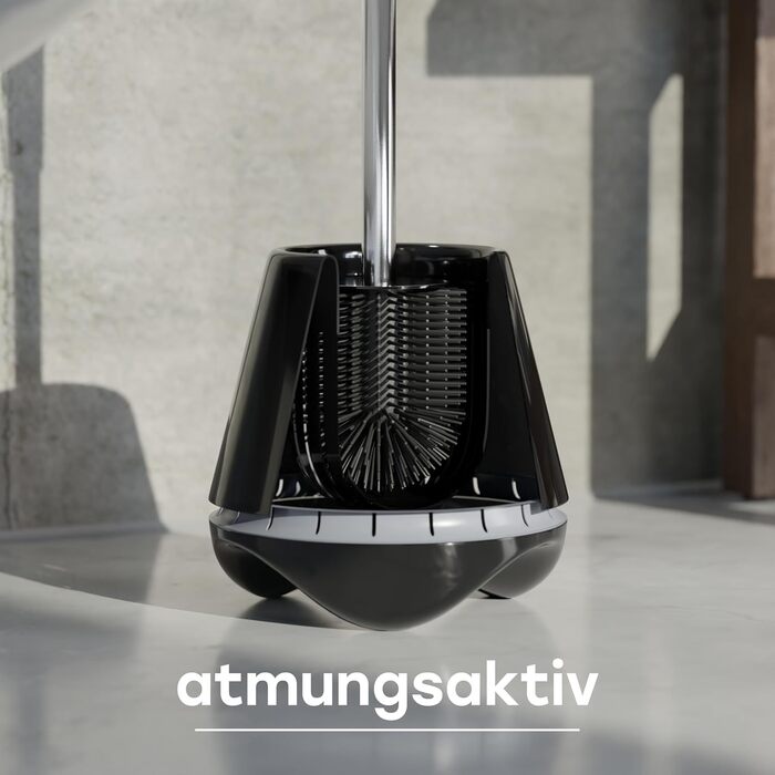 SAVEGA® Оригінальна силіконова щітка для унітазу - комплект з тримачем. Антибактеріальна щітка для туалету, чорний/сірий колір.