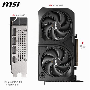 Відеокарта MSI GeForce RTX 5060 Ti Ventus 8G SHADOW 2X OC PLUS, 8 GB GDDR7, PCIe 5.0, Boost 2647 MHz
