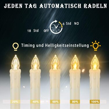 Бездротові LED свічки для ялинки FREEPOWER, 30 шт., з пультом, таймером, ефектом мерехтіння, тепле біле світло, водонепроникні, для внутрішнього та зовнішнього використання, з батарейками
