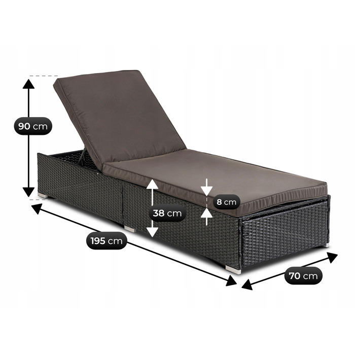 Шезлонг із техноротанга чорний Mebel Elite