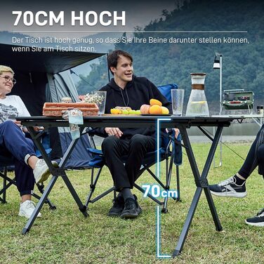 Розкладний туристичний стіл EVER ADVANCED 120x70 см, алюміній, 100 кг, сірий