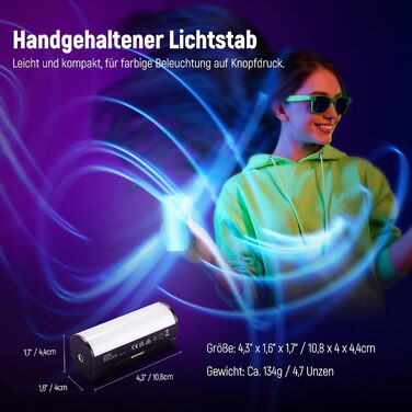 NEEWER LED відеоліхтар з магнітним кріпленням та штативом, RGB, 2500-8500K, 2500mAh, TL96RGB
