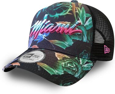 Кепка New Era Miami Heat NBA регульована бейсболка Snapback Trucker 9Forty, універсальний розмір (Trucker-Heat-Black#28450)