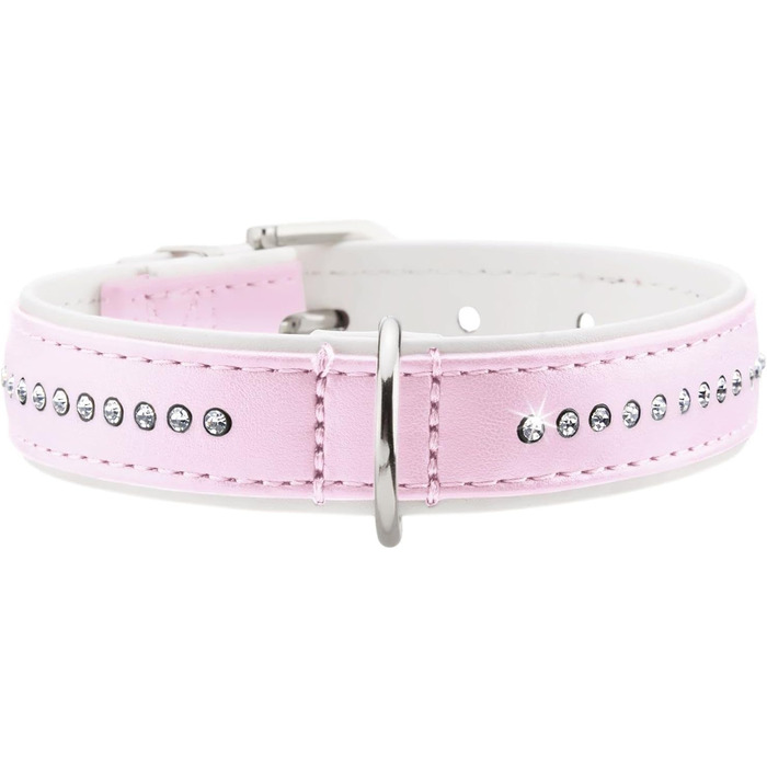 Художній ошийник для собак HUNTER Modern Art Luxus, штучна шкіра, стрази, (XS-S), білий (рожевий, 24-28,5)