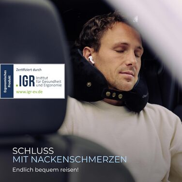 Подушка для шиї CLOUDS для подорожей – Memory Foam, 2 розміри, для дорослих, дихаючий чохол, 5 кольорів (Чорний, S/M)