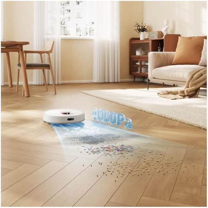 Робот-пилосос Dreame D9 Max з функцією миття, 4000Pa, LDS-навігація, 150 хв роботи, карти для різних поверхонь, ідеальний для килимів, твердих підлог та шерсті тварин, керування через додаток