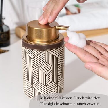 Дозатор для мила та миючого засобу GIRLUFO 350мл з великим насосом – багаторазовий дозатор піни для ванної кімнати та кухні (легко натискається) (колір: коричневий)