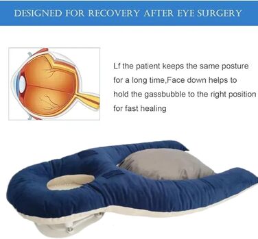 HoldOne Light Vitrectomy Eye Surgery Recovery Pillow, adjustable height & 1 chest pads, reversible face-down support for Macula & Retina removal patients, for patients during