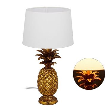 Relaxdays Pineapple Table Lamp, Gold
