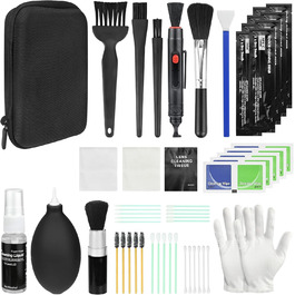 Набір для чищення камери 20-в-1: об'єктиви, фільтри, смартфони. Комплектація: стік, щітка, повітряний дмухник, мікрофібра.