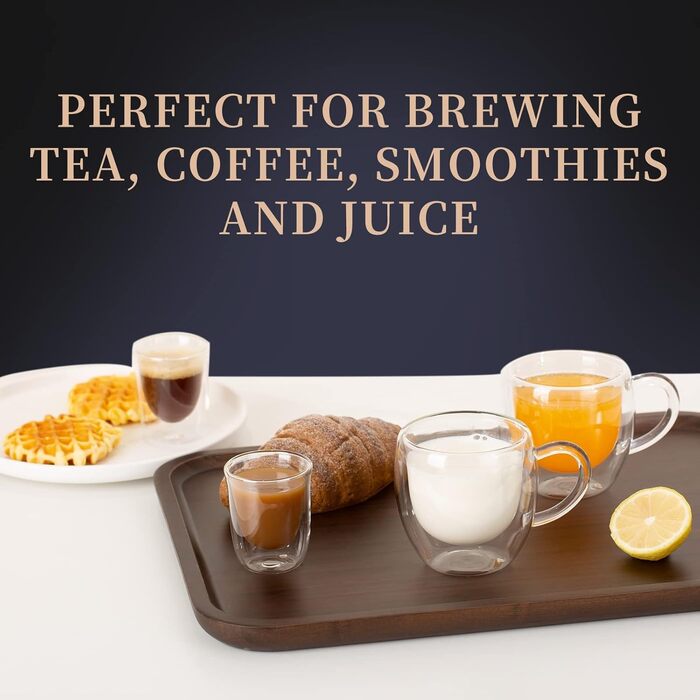 Набір чашок для еспресо ParaCity (2 шт.), 180 мл, з подвійним ізоляцією, для капучино/лате/кави/чаю, з ручкою, прозорі, для подорожей та кемпінгу