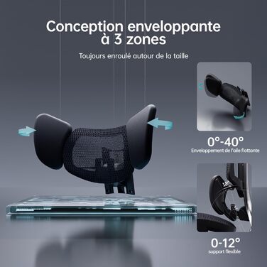 Hbada E3 Ultra Ergonomic Office Chair - Adjustable Lumbar Support, 360° Swivel, 4D Headrest, Black